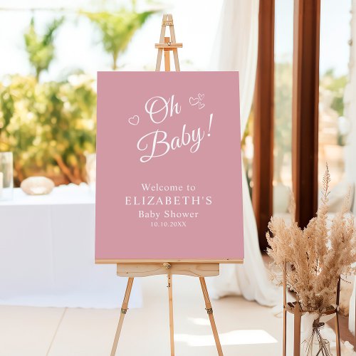 Oh Baby Dusty Pink Modern Baby Shower Welcome Foam Board