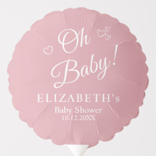 "Oh Baby" Dusty Pink Modern Minimalist Baby Shower Balloon