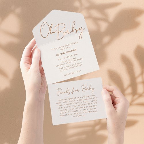 Oh Baby Earthy Minimal Baby Shower All In One Invitation