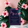 Oh Baby Electric Neon Pink Tropical Baby Shower Invitation