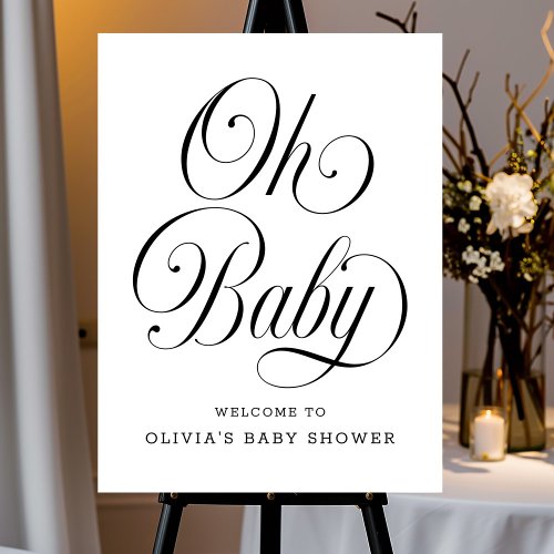 Oh Baby Elegant B & W Neutral Baby Shower Welcome
