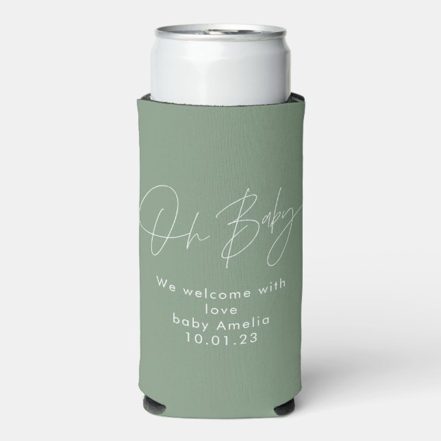 oh baby elegant baby shower announcement Cooler (Seltzer Front)