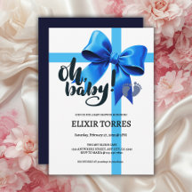 Oh Baby! Elegant Blue Bow Baby Shower