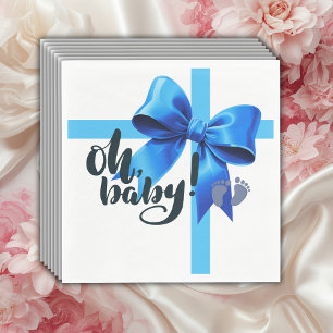 Oh Baby! Elegant Blue Bow Baby Shower Napkins