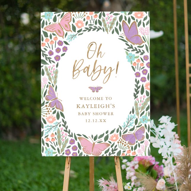 Oh Baby Elegant Butterfly Garden Baby Shower Foam Board (Creator Uploaded)