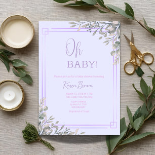 Oh baby Elegant Greenery and Pink Baby Shower Invitation