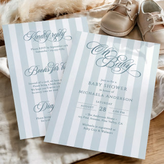 Oh Baby Elegant Script All In One Baby Shower Invitation