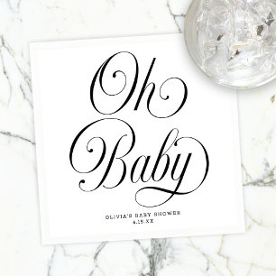 Oh Baby Elegant Script Gender Neutral Baby Shower Napkins
