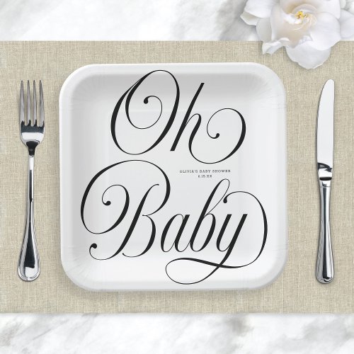 Oh Baby Elegant Script Gender Neutral Baby Shower