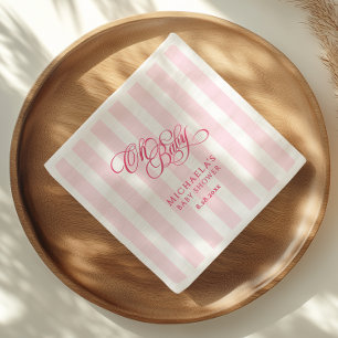 Oh Baby Elegant Script & Stripes Baby Shower Napkins