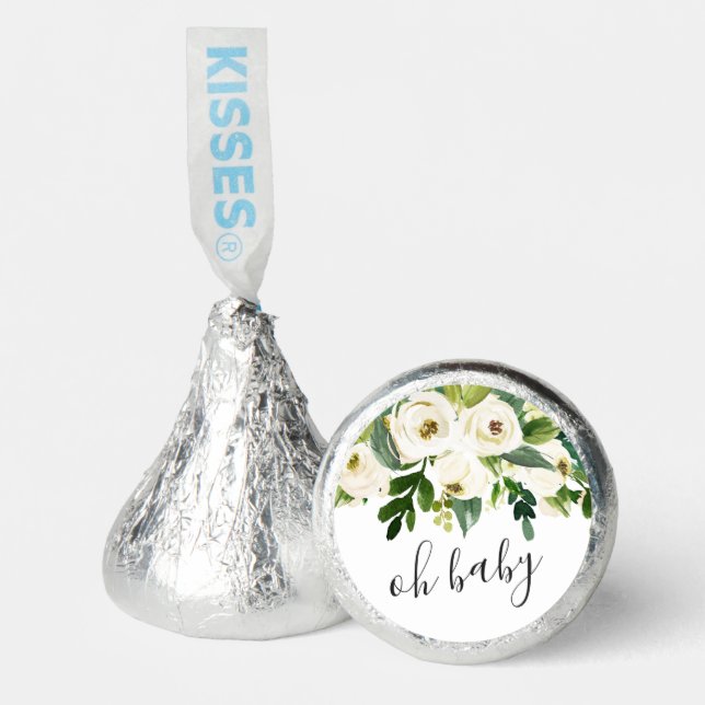 Oh Baby Elegant White Floral Girl Baby Shower Hershey®'s Kisses® (Front)