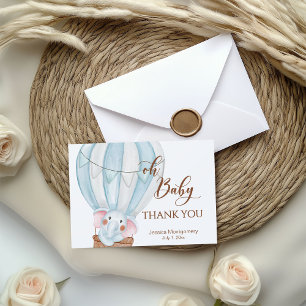 Oh Baby Elephant in Hot Air Balloon  Letterpress Thank You Card