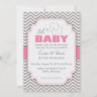 Oh Baby Elephant - Pink & Gray Baby Shower Invite