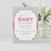 Oh Baby Elephant - Pink & Gray Baby Shower Invite (Standing Front)