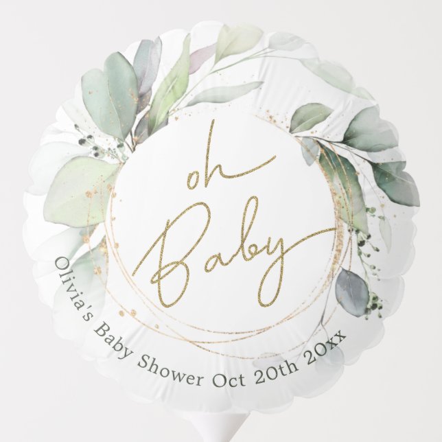 Oh Baby Eucalyptus Baby Shower Balloon (Back)