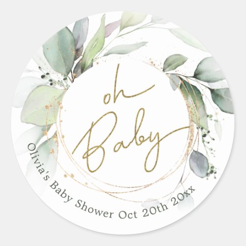 Oh Baby Eucalyptus Baby Shower Sticker