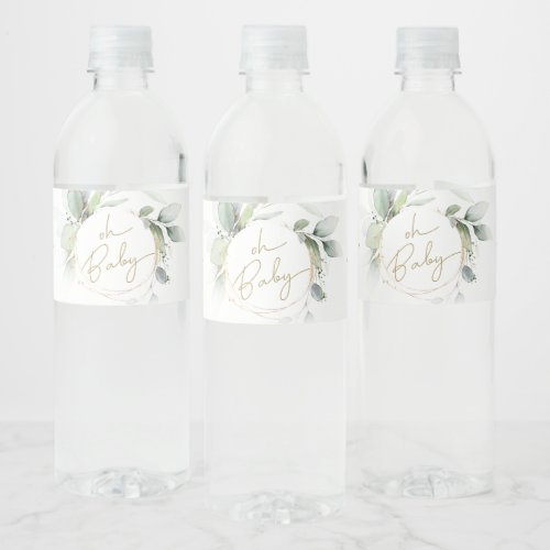 Oh Baby Eucalyptus Baby Shower  Water Bottle Label
