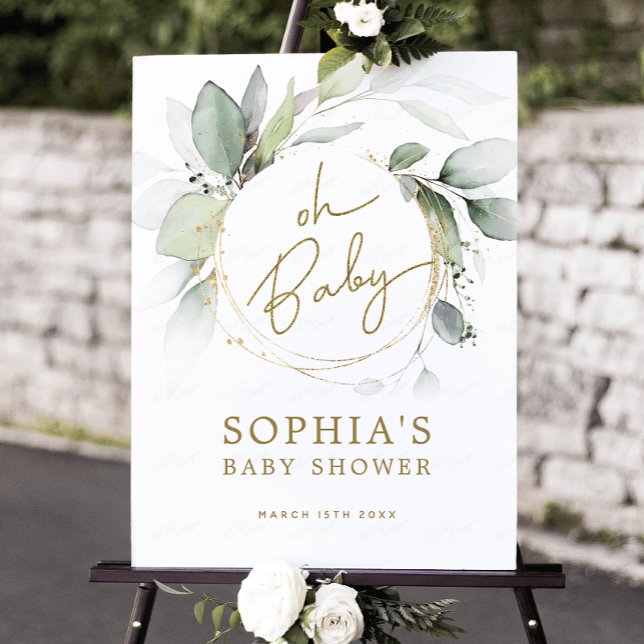 Oh Baby Eucalyptus Baby Shower Welcome Sign (Creator Uploaded)