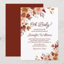 oh baby, fall baby shower watercolor floral modern