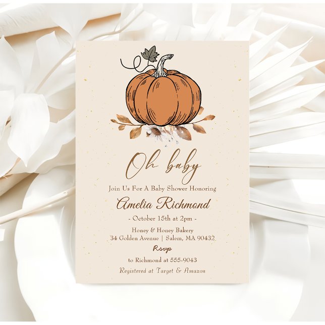 Oh Baby ! Fall Pumpkin Autumn Baby Shower  Invitation (Creator Uploaded)