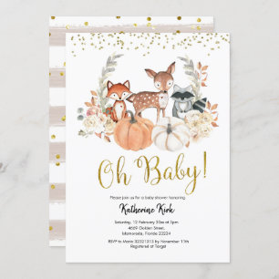 Oh Baby Fall Woodland Pumpkin Baby Shower Invitation