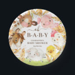 Oh Baby Farm Animals Baby Shower 7" Plate<br><div class="desc">Adorable Oh Baby Farm Animals design featuring the sweetest cow,  pig,  chicken,  baby chick,  sheep & horse. Visit our shop to view our entire farm animals collection</div>