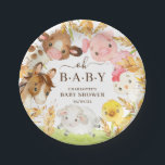 Oh Baby Farm Animals Baby Shower 7" Plate<br><div class="desc">Adorable Oh Baby Farm Animals design featuring the sweetest cow,  pig,  chicken,  baby chick,  sheep & horse. Visit our shop to view our entire farm animals collection</div>