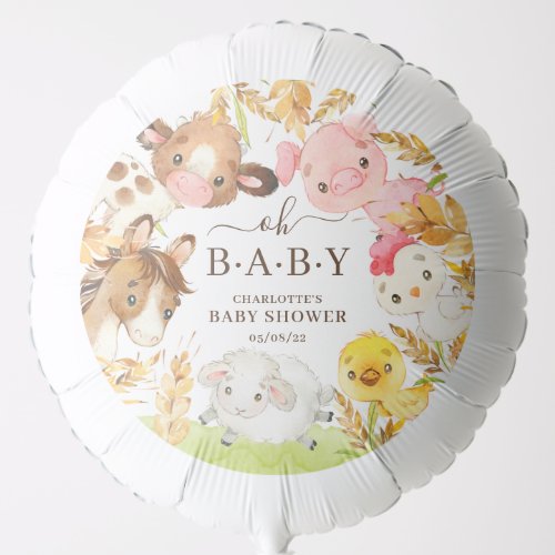 Oh Baby Farm Animals Baby Shower Balloon