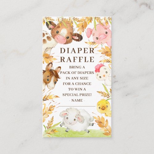 Oh Baby Farm Animals Baby Shower Diaper Raffle 
