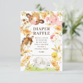 Oh Baby Farm Animals Baby Shower Diaper Raffle  Invitation (Standing Front)