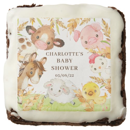 Oh Baby Farm Animals Baby Shower Favor Brownie