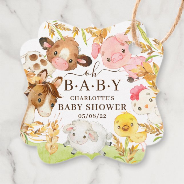 Oh Baby Farm Animals Baby Shower Favor  Favor Tags (Back)
