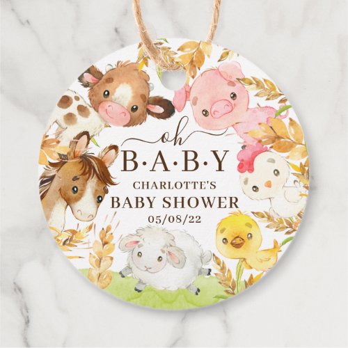 Oh Baby Farm Animals Baby Shower Favor  Favor Tags