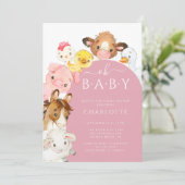 Oh Baby Farm Animals Baby Shower Invitation (Standing Front)