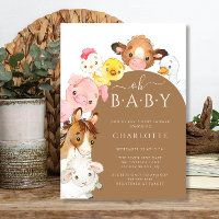 Oh Baby Farm Animals Baby Shower Invitation