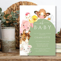 Oh Baby Farm Animals Baby Shower  Invitation
