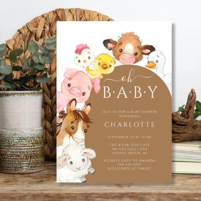 Oh Baby Farm Animals Baby Shower Invitation (Creator Uploaded)