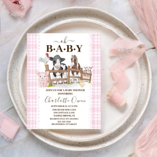 Oh Baby Farm Animals Baby Shower Invitation Postcard