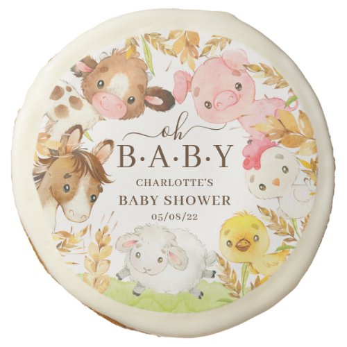 Oh Baby Farm Animals Baby Shower  Sugar Cookie