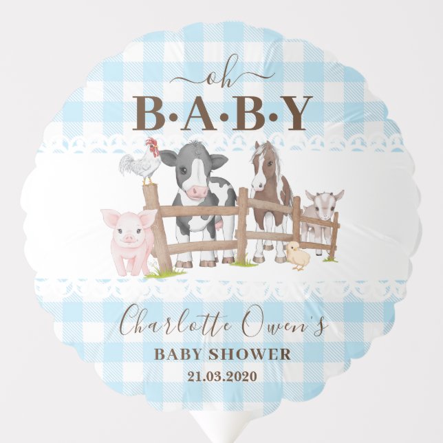 Oh Baby Farm Animals Barnyard Baby Shower Balloon (Front)