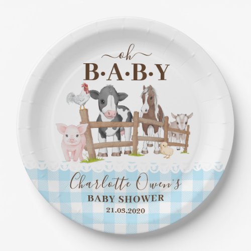 Oh Baby Farm Animals Barnyard Baby Shower Paper Plates