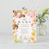 Oh Baby Farm Animals Shower Invitation (Standing Front)