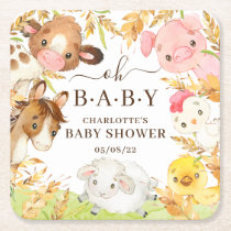Oh Baby Farm Animals Square Paper Coaster