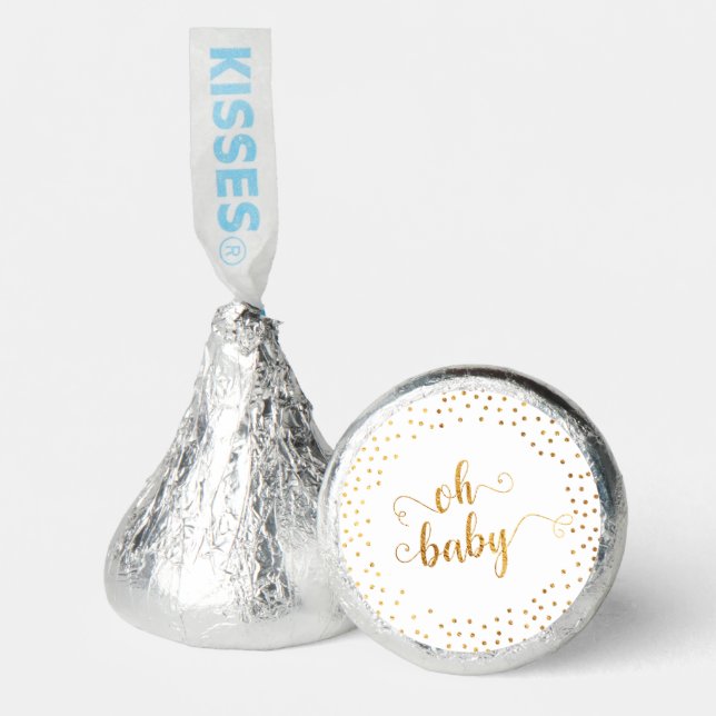"Oh Baby" Faux Gold Foil Confetti, Baby Shower Hershey®'s Kisses® (Front)