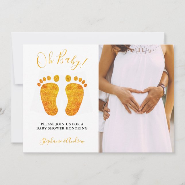 Oh Baby Feet Photo Couple's Baby Shower  Invitation (Front)