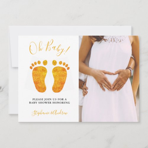 Oh Baby Feet Photo Couples Baby Shower  Invitation