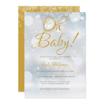 Oh Baby First Snowflakes Baby Shower Invitation