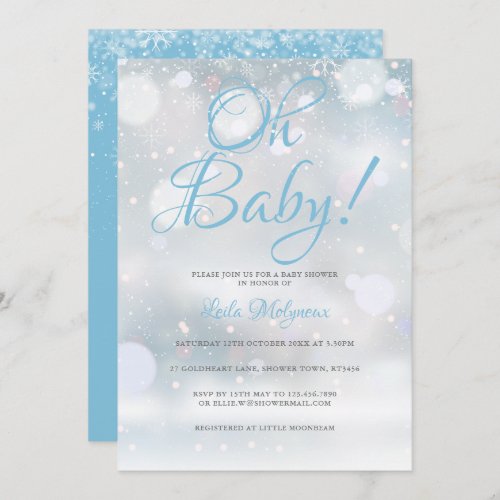 Oh Baby First Snowflakes Baby Shower  Sprinkle Invitation
