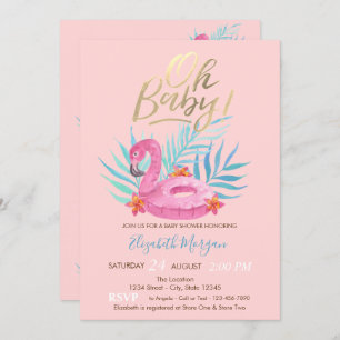 Oh Baby Flamingo Baby Shower Invitation