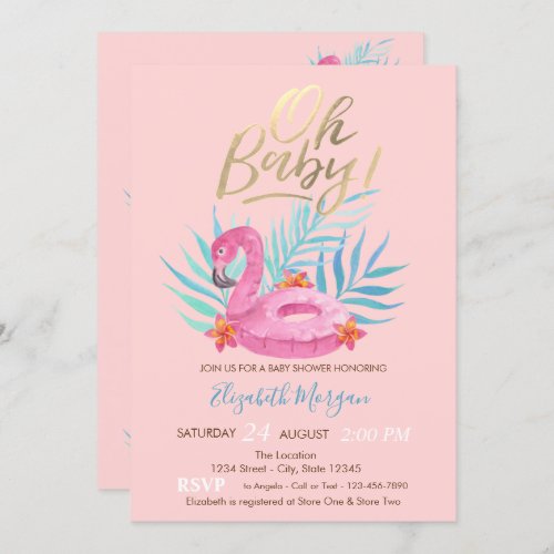 Oh Baby Flamingo Baby Shower  Invitation
